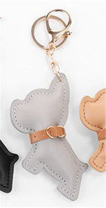 Image of french bulldog leather keychain in the color grey
