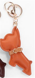 Image of french bulldog leather keychain in the color orange