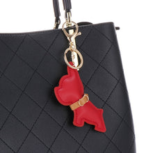 Load image into Gallery viewer, Image of french bulldog leather keychain in the color red
