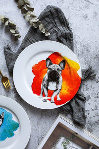 French Bulldog Love 10" Bone China Dinner PlatesHome Decor