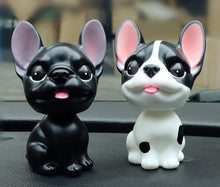 Load image into Gallery viewer, Image of two french buldog bobbleheads in the color black and pied black and white