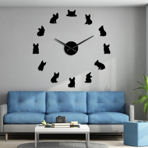 French Bulldog Love DIY Wall Clock-Home Decor-Dogs, French Bulldog, Home Decor, Wall Clock-Black-Large-1