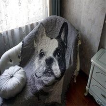Load image into Gallery viewer, French Bulldog Love Heavy Cotton Multipurpose Knitted BlanketHome Decor