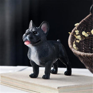 French Bulldog Love Lifelike Resin FigurinesHome DecorBlack - Standing