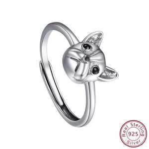 Image of a french bulldog ring in French Bulldog face design