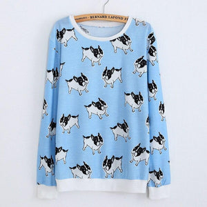 French Bulldog Love Thin SweatshirtT shirtBlueOne Size