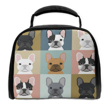 Load image into Gallery viewer, Image of an insulated french bulldog lunch bag featuring French Bulldogs in all colors design