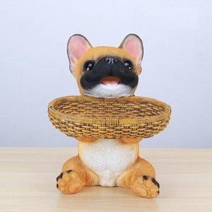 Image of a fawn french bulldog tabletop organiser holding basket can be used as french bulldog piggy bank