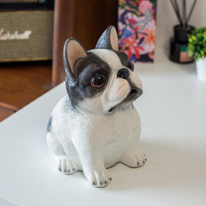Image of a cutest pied black and white french bulldog piggy bank