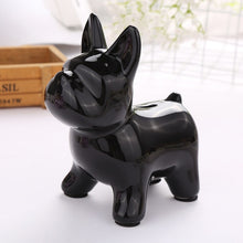 Load image into Gallery viewer, Image of a french bulldog piggy bank in the color black