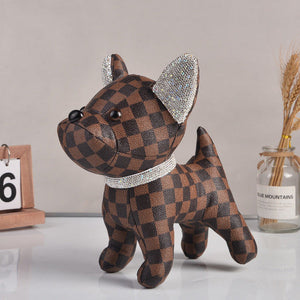 Blingy French Bulldog PU Leather Statue-Home Decor-Dogs, French Bulldog, Home Decor, Statue-Dark Brown-3