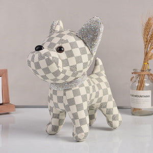 Blingy French Bulldog PU Leather Statue-Home Decor-Dogs, French Bulldog, Home Decor, Statue-White-2