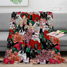 Load image into Gallery viewer, Image of a french bulldog throw blanket on a sofa