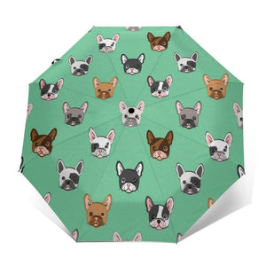 Image of an outer print french bulldog umbrella