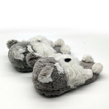 Load image into Gallery viewer, Image of two schnauzer slippers - side view