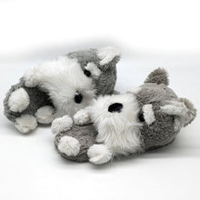 Load image into Gallery viewer, Image of two schnauzer slippers - white background