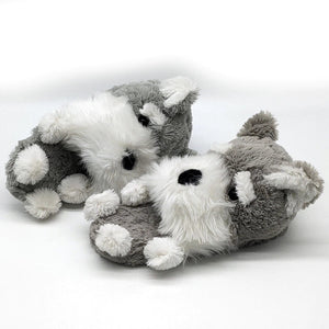 Image of two schnauzer slippers - white background