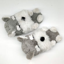 Load image into Gallery viewer, Image of two schnauzer slippers - top view