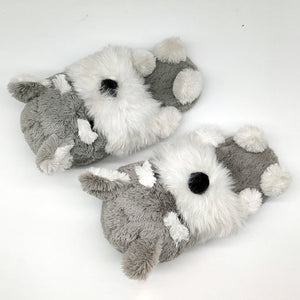 Image of two schnauzer slippers - top view