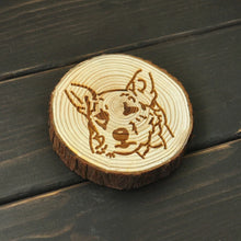 Load image into Gallery viewer, Image of an engraved German Shepherd coaster made of wood