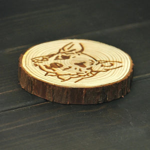 Side image of a wood-engraved German Shepherd coaster design