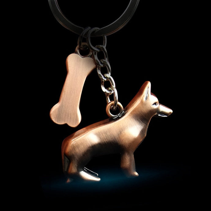 German Shepherd Love Metallic Keychains-Accessories-Accessories, Dogs, German Shepherd, Keychain-Copper-1
