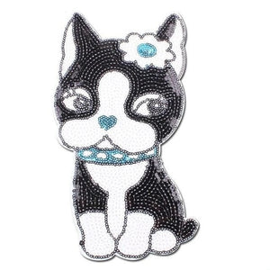 Girly Boston Terrier Love Iron On Sequinned Patch-Apparel-Accessories, Boston Terrier, Dogs, Patch-2