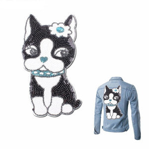 Girly Boston Terrier Love Iron On Sequinned Patch-Apparel-Accessories, Boston Terrier, Dogs, Patch-5