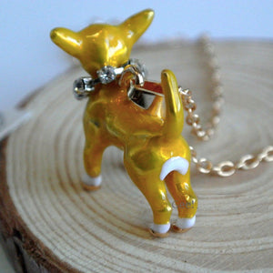 Golden Chihuahua 3D Pendant and Necklace-Dog Themed Jewellery-Chihuahua, Dogs, Jewellery, Necklace-3