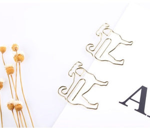 Image of pug paper clips in golden color