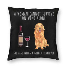 Load image into Gallery viewer, Wine and Golden Retriever Mom Love Cushion Cover-Home Decor-Cushion Cover, Dogs, Golden Retriever, Home Decor-2