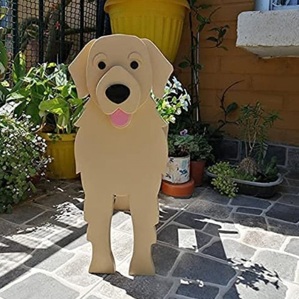 Image of a super cute Golden Retriever flower pot in the most adorable 3D Golden Retriever design