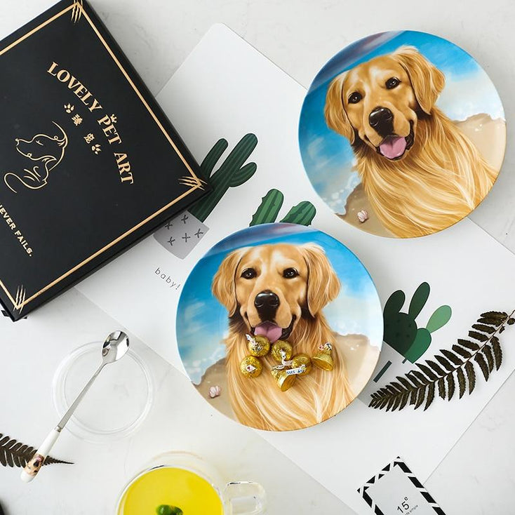 Golden Retriever Love 8" Bone China Decorative Dinner PlateHome Decor