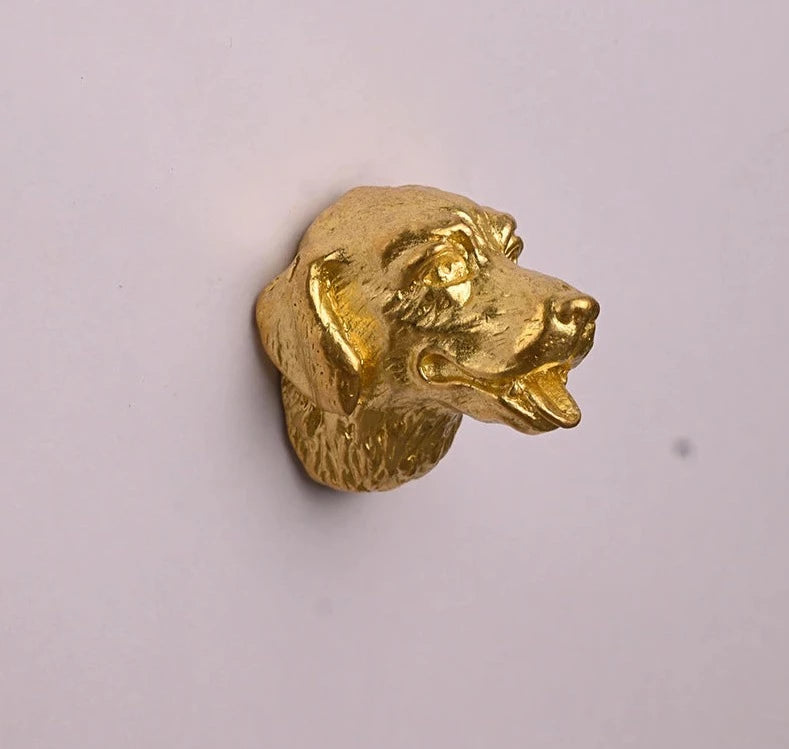 Image of a Golden Retriever or Labrador Drawer Pull or Cabinet Handle Knob - in Gold Color