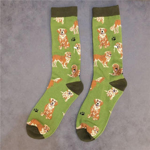 Golden Retriever Love Mid Calf Cotton Socks-Apparel-Accessories, Dogs, Golden Retriever, Socks-3
