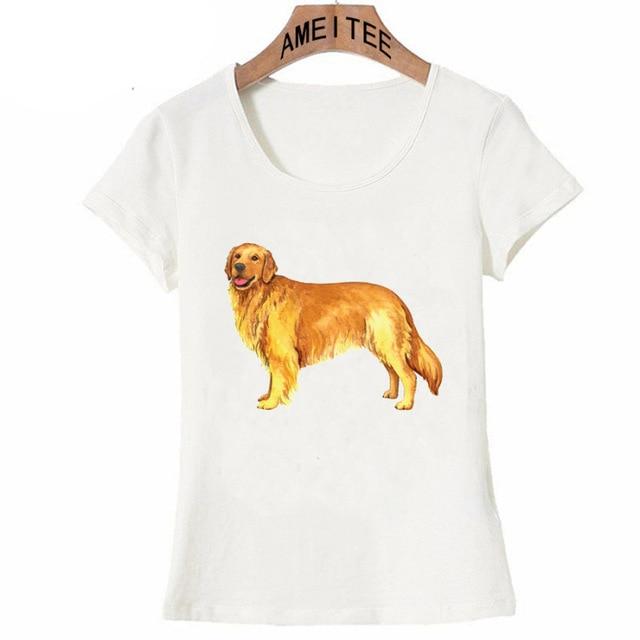 Image of a Golden Retriever t-shirt featuring a super-cute smiling Golden Retriever design