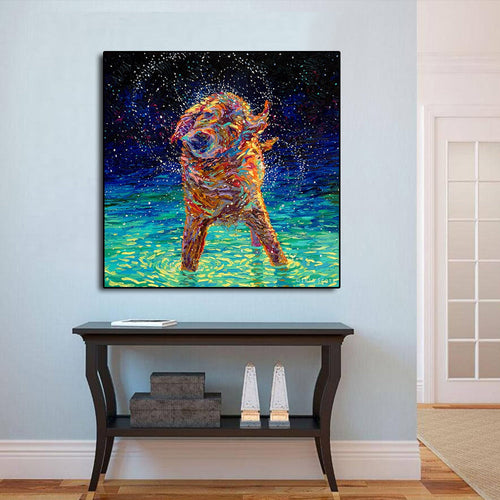 Golden Retriever Under the Night Sky Canvas Print Poster-Home Decor-Dogs, Golden Retriever, Home Decor, Poster-1