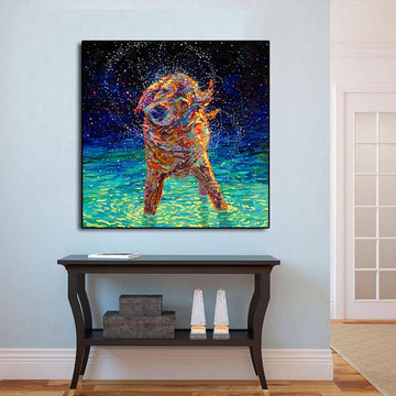 Golden Retriever Under The Night Sky Canvas Print Poster 360x