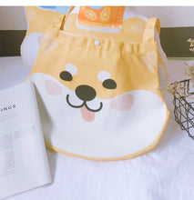 Load image into Gallery viewer, Goofy Face Shiba Inu Love Canvas Handbags-Accessories-Accessories, Bags, Dogs, Shiba Inu-11
