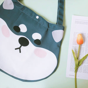 Goofy Face Shiba Inu Love Canvas Handbags-Accessories-Accessories, Bags, Dogs, Shiba Inu-20