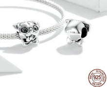 Load image into Gallery viewer, Goofy Pug Love Silver Charm BeadDog Themed Jewellery