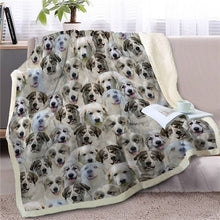 Load image into Gallery viewer, Image of great pyrenees blanket in infinite great pyrenees in all colors design