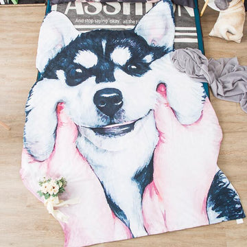 Doggo Shaped Warm Throw BlanketHome DecorHusky Cheeks PullLarge