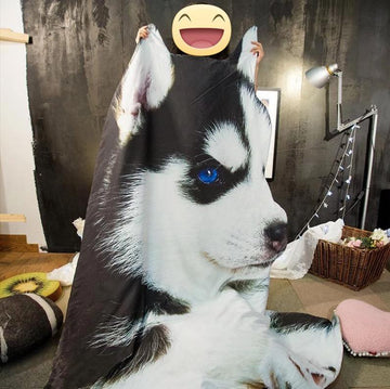 Doggo Shaped Warm Throw BlanketHome DecorSide Profile HuskyLarge