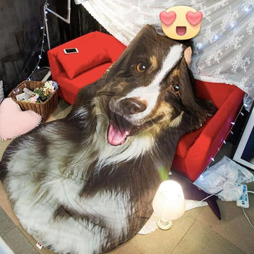 Doggo Shaped Warm Throw BlanketHome DecorSmiling Border CollieLarge