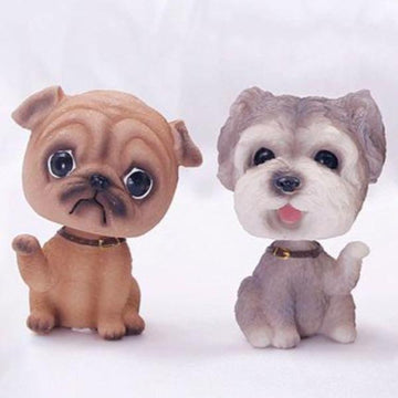 Image of a cutest waving Pug & Schnauzer bobblehead