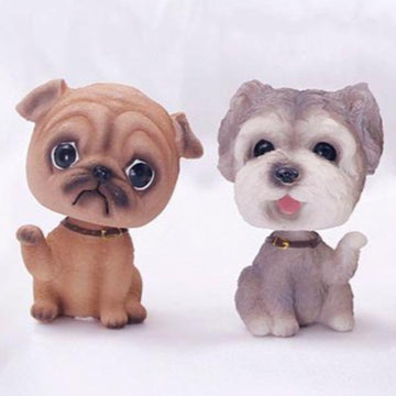 Hand Waving Schnauzer and Pug Miniature Car BobbleheadsCar Accessories
