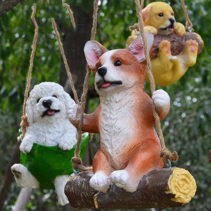 Hanging Corgi Love Garden Statues-Home Decor-Corgi, Dogs, Home Decor, Statue-1