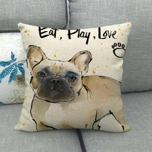 Load image into Gallery viewer, Happiness is a Beagle Cushion Cover-Home Decor-Beagle, Cushion Cover, Dogs, Home Decor-French Bulldog - Eat, Play, Love-4