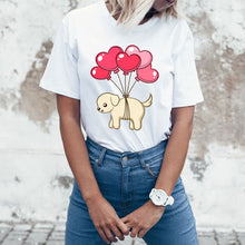 Load image into Gallery viewer, Heart Balloon Labrador Women&#39;s T-Shirt-Apparel-Apparel, Dogs, Labrador, T Shirt-Flying with only Red Balloons-S-2